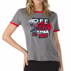 Vans t shirt tee marvel woman X captain gray red